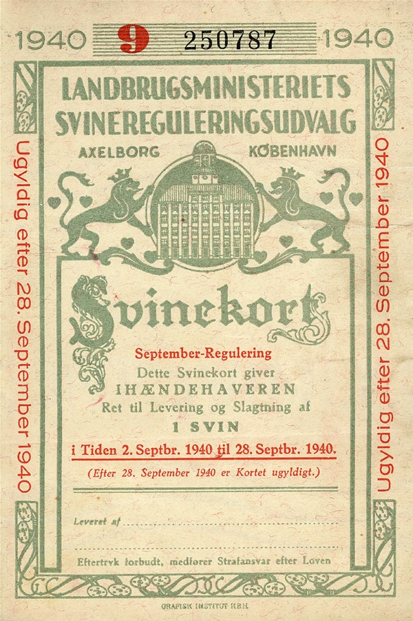 Svinekort, 1939